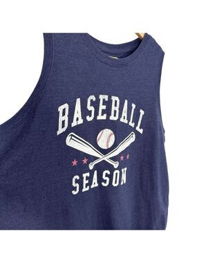 Maurices Baseball Graphic Tank Womens M Navy Blue Sleeveless Sporty EUC